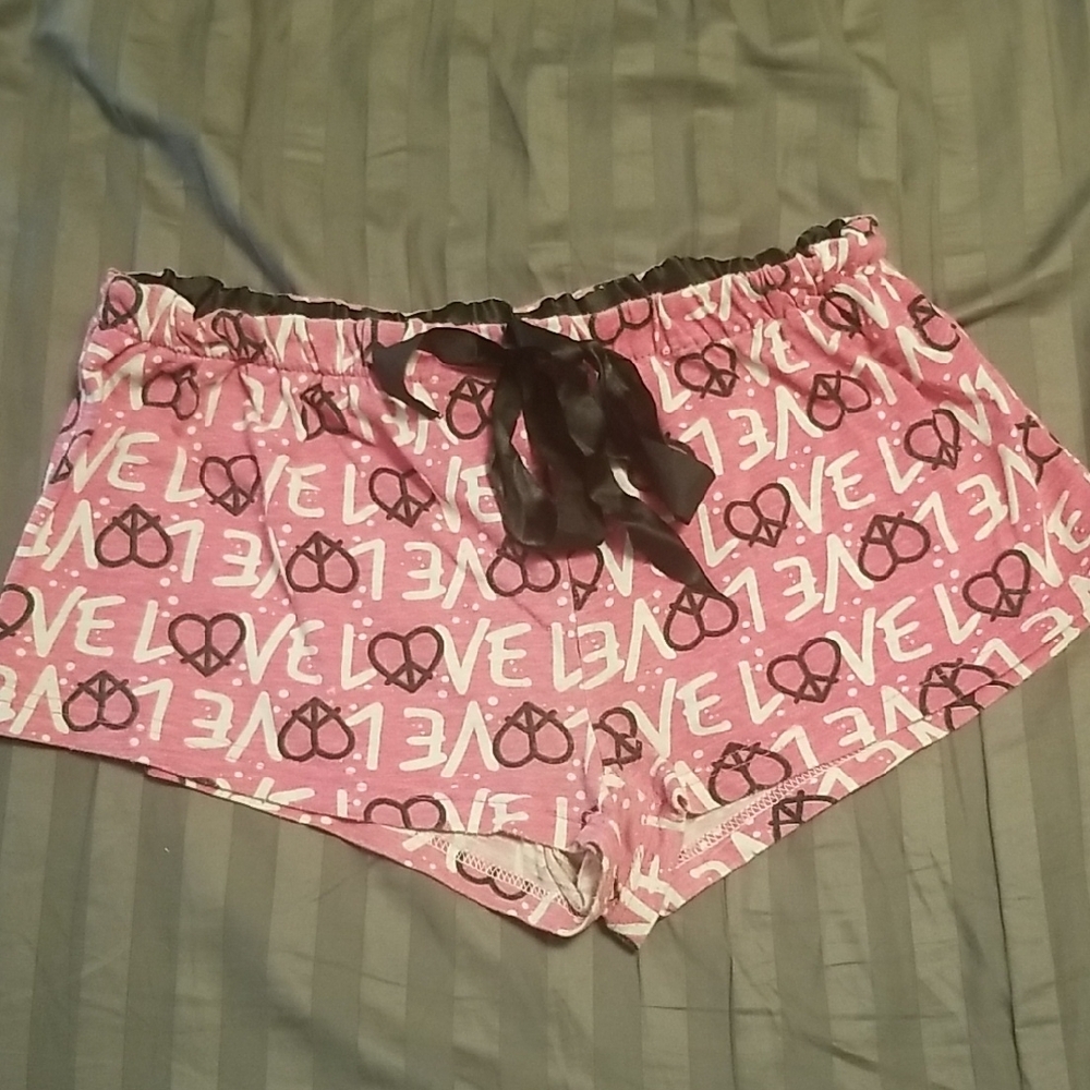 Women's Pink Love Print Sleep Shorts
